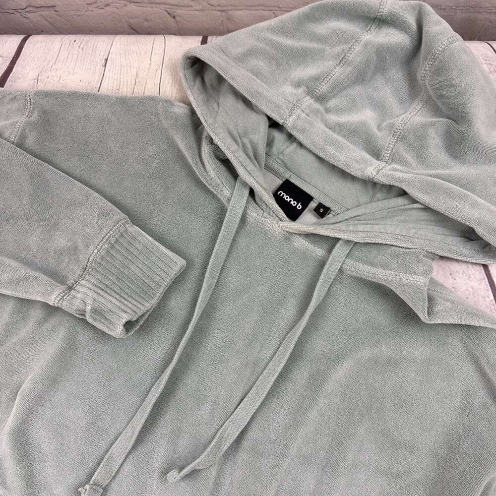 Mono B Cropped Hoodie And Jogger Set Womens Mint Green Soft Ribbed Pockets